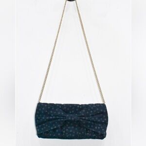 RED Valentino Denim Polka Dot Clutch with Chain